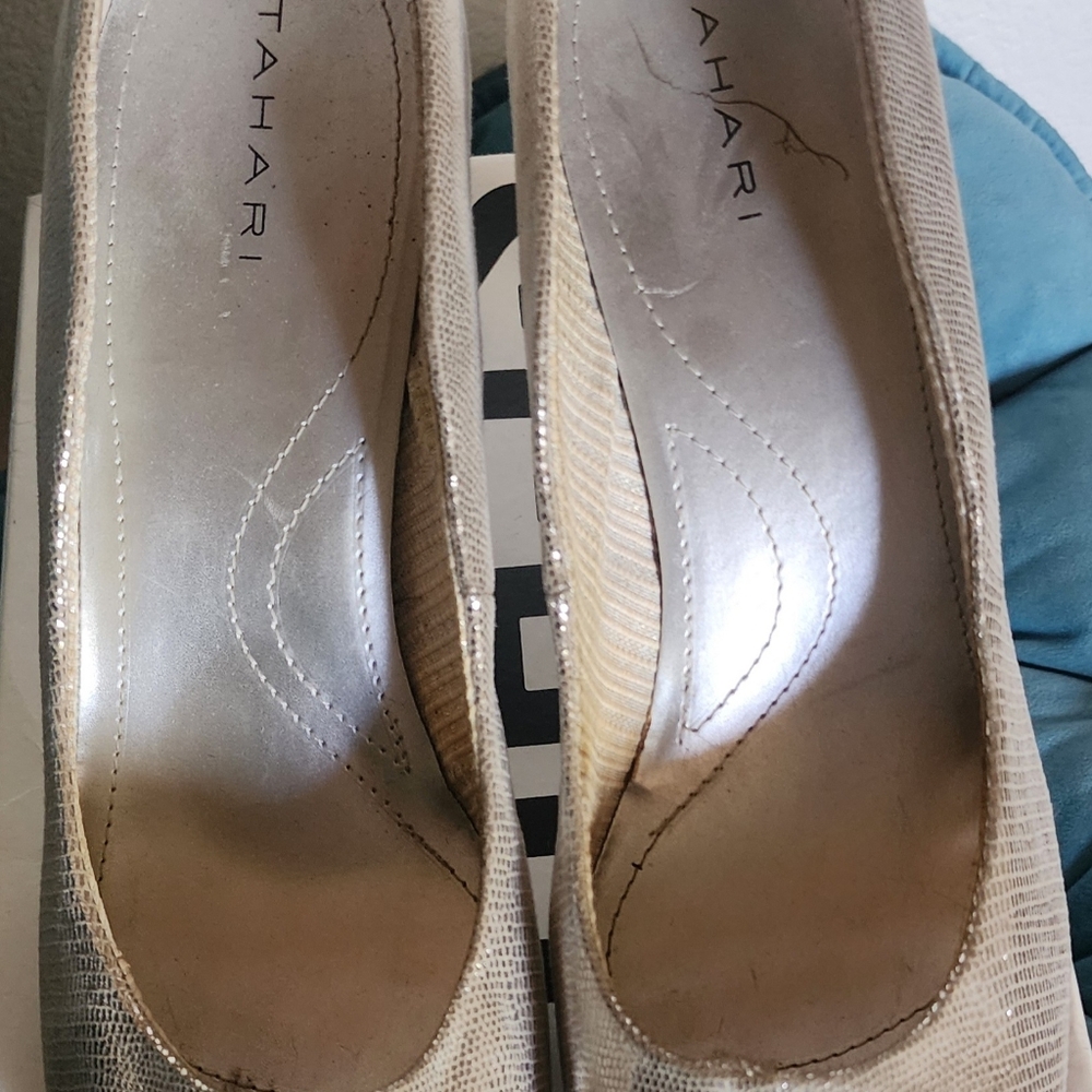 Tahari Women's Beige Textured Heels